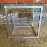 Vintage Cube Coffee Table, Aluminum + Smoked Glass, 1980s