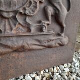 Plaque of chimney in fonte decorations with lions