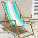 Transat pliant en bois et toile vintage