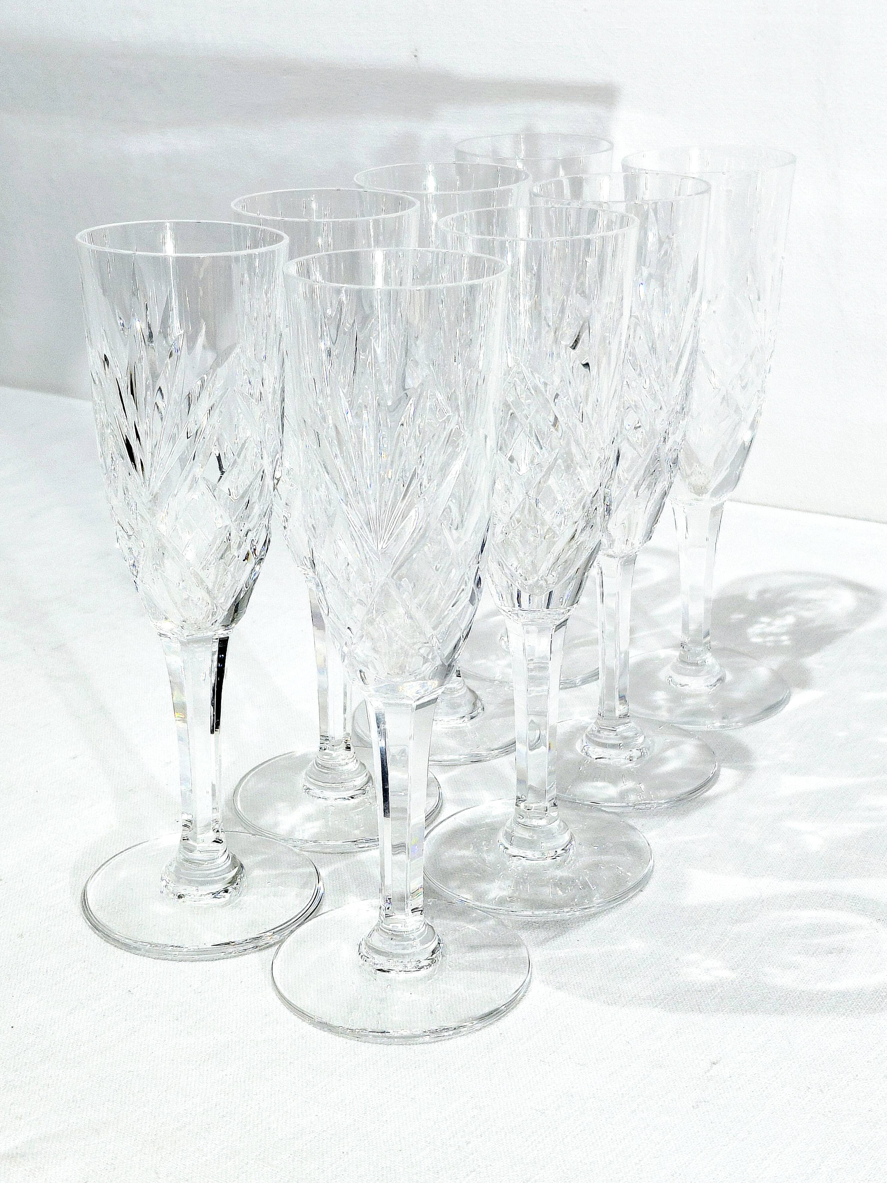 SAINT-LOUIS - CHANTILLY MODEL - 8 CHAMPAGNE FLUTES