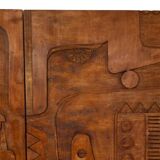 Victory of Segonzac. Triptych panel in carved wood. Contemporary.