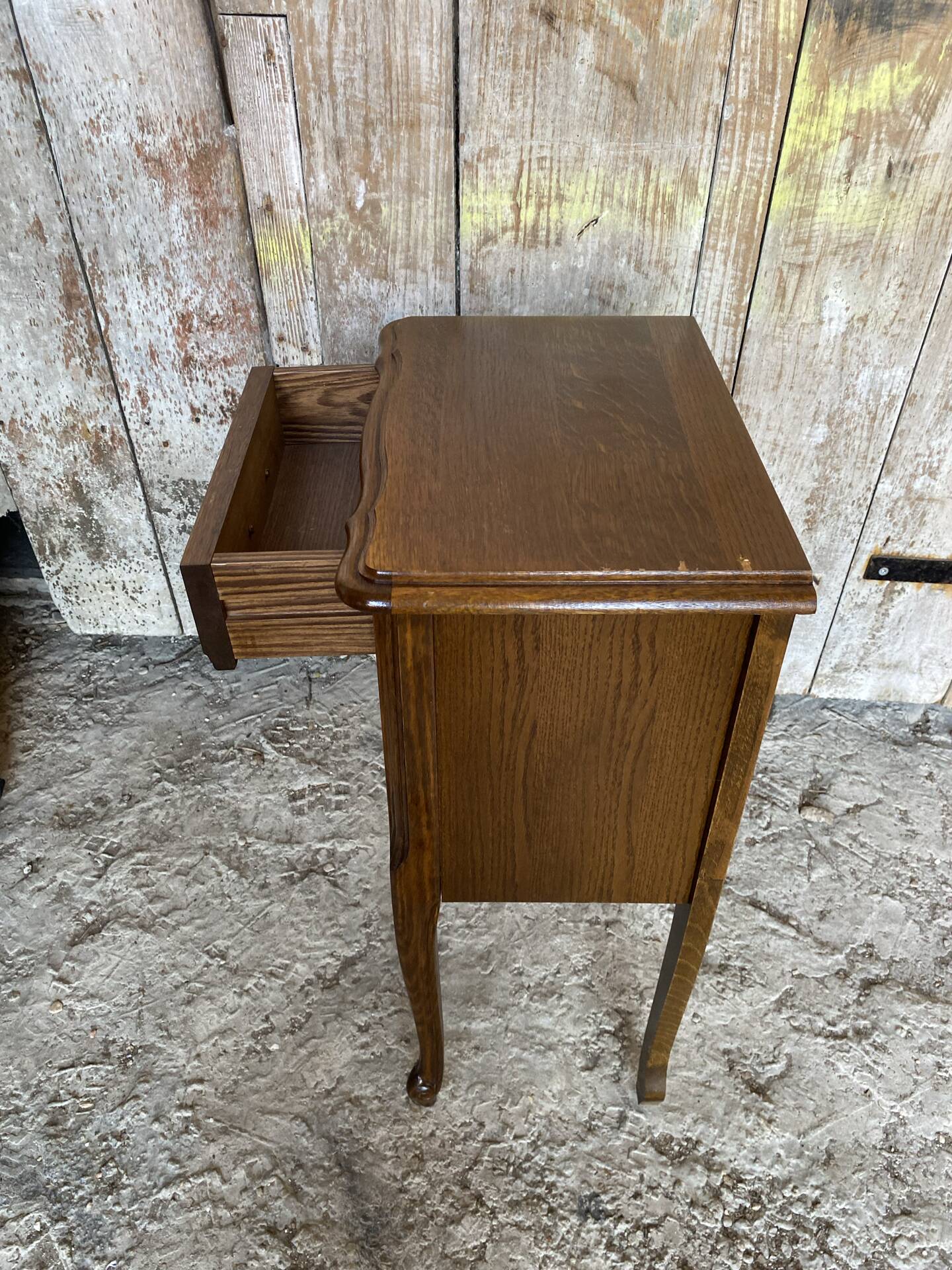 Antique nightstand louis xv style wood drawer + vintage case #e2