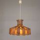 Vintage hanging lamp with rattan shade, palm leaf and fabric, 1970s