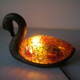 Night light lamp a swan in resin and stained glass glass deco office living room