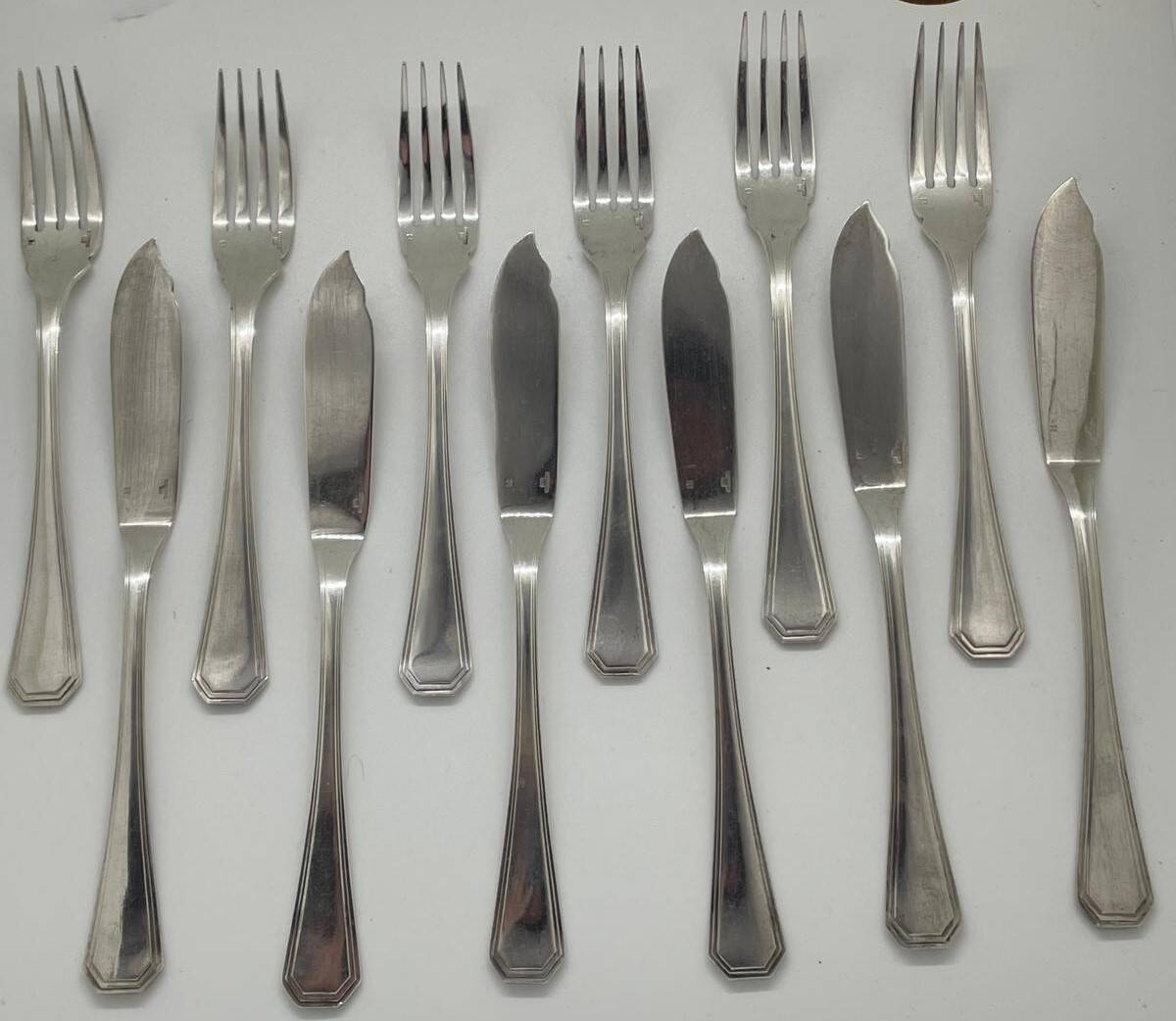 Christofle "America" fish cutlery set (x6)