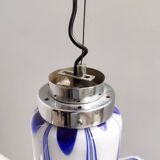 Blue & White Murano Glass Bell Pendant Ascribable to Mazzega, Italy, 1970s