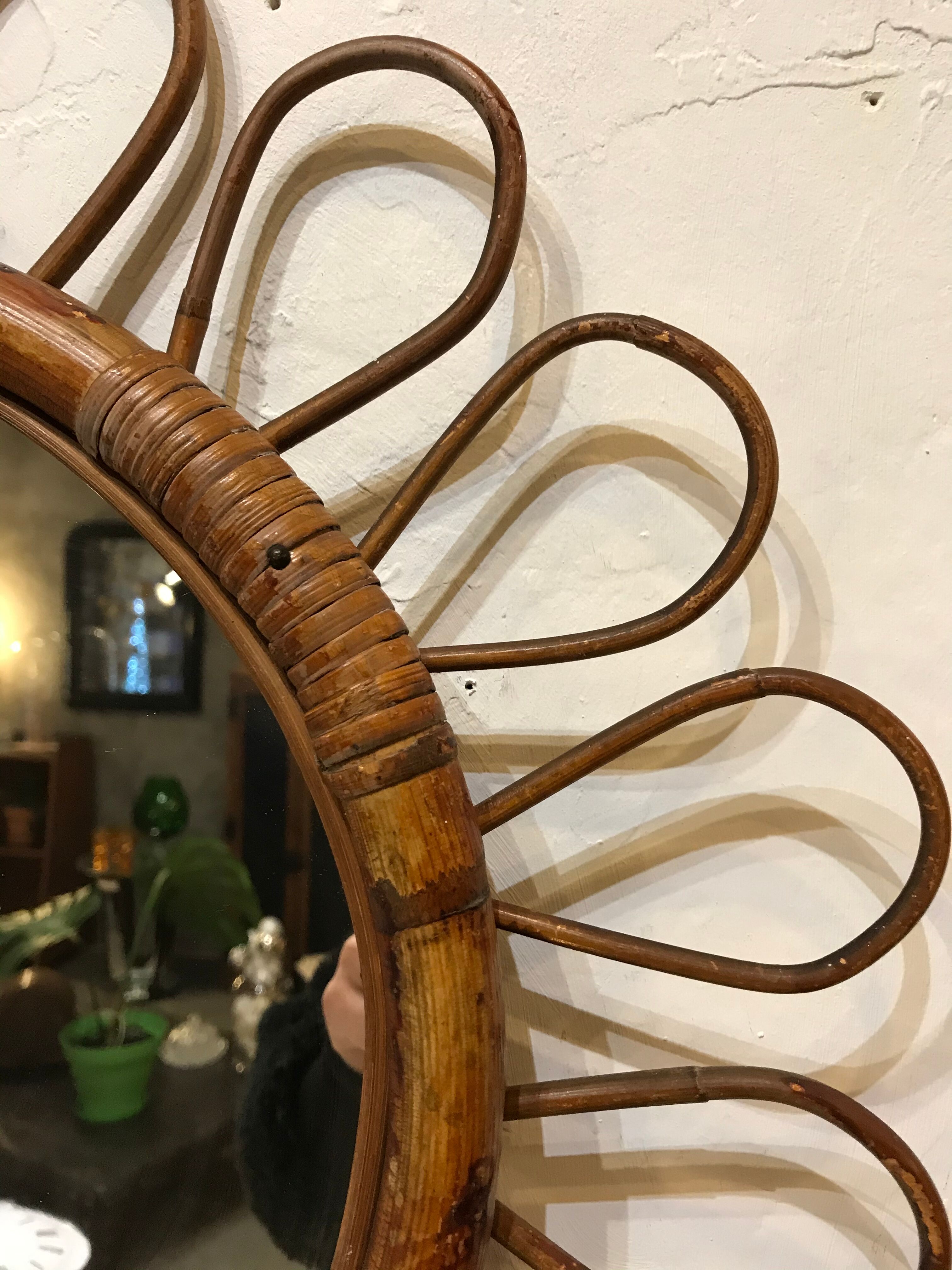 Rattan sun mirror