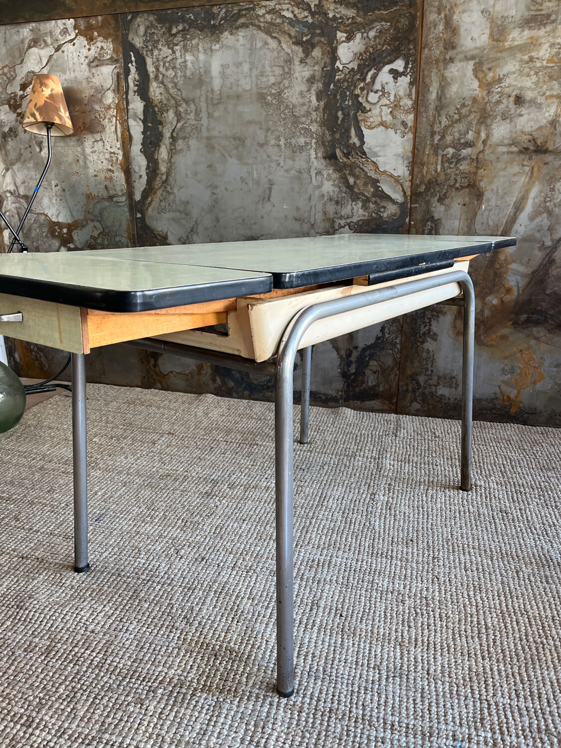 Formica and chrome extension table 2 stools 2 chairs