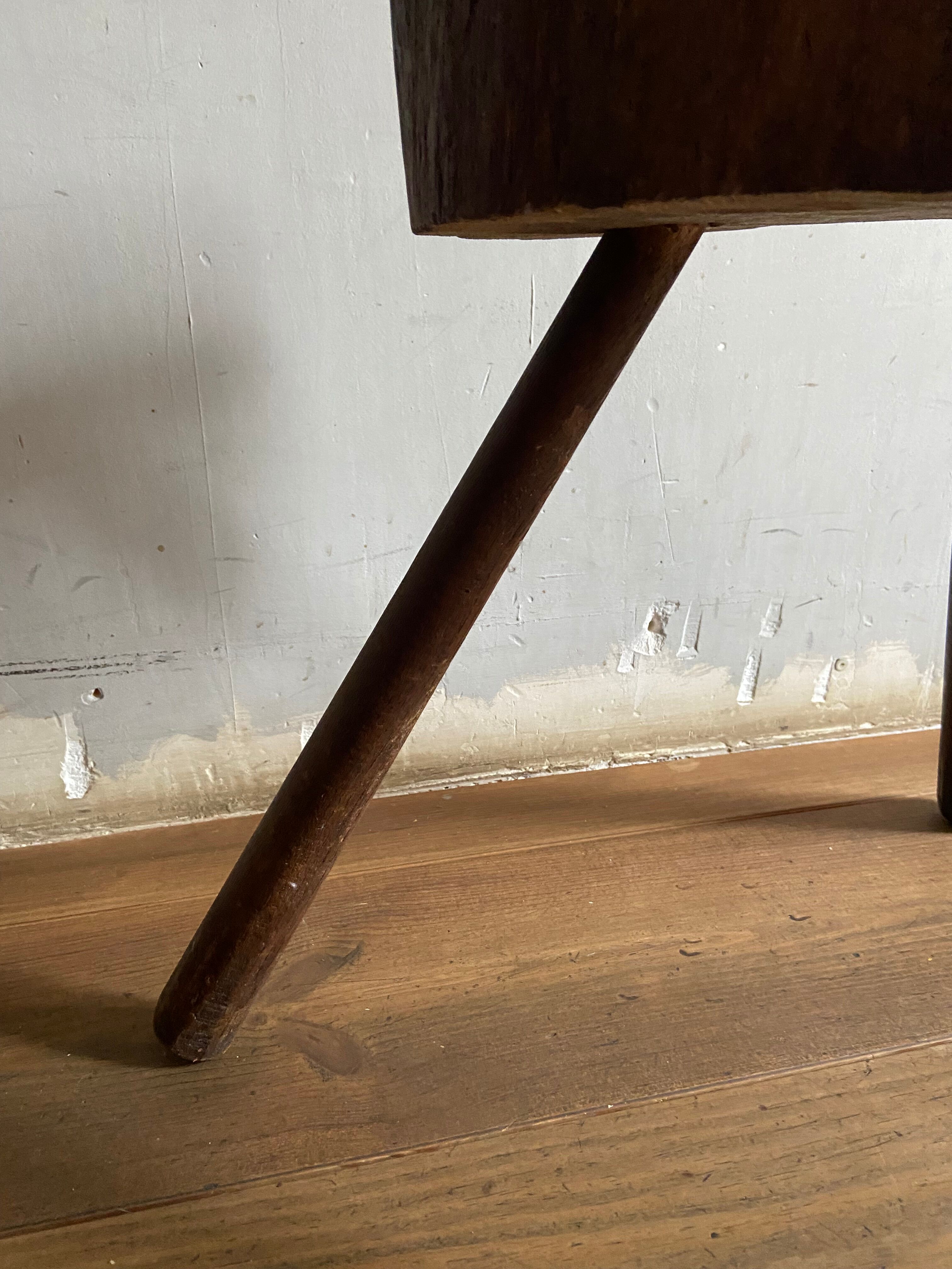 Brutalist stool brown tripod