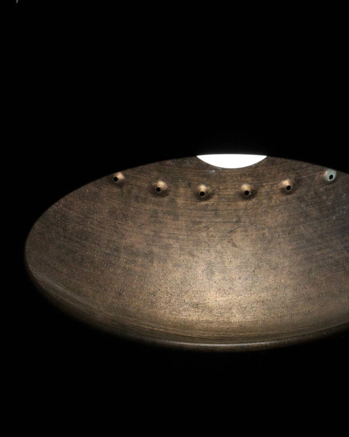 Industrial copper chandelier with patina France 1960