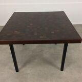 Table basse Dieter Waeckerlin en marqueterie de bois de palmier