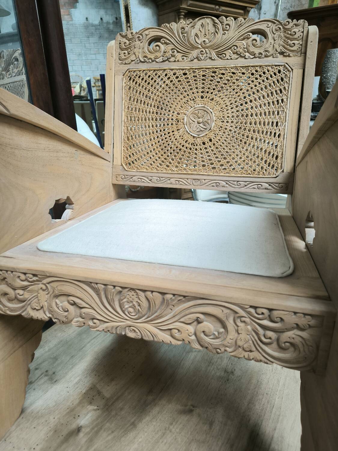 Colonial teak armchair from Ceylon