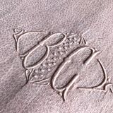 Old damsed tablecloth in linen and silk coral
