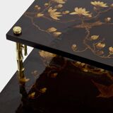 Bamboo bronze lacquered Chinese side tables Maison Baguès 1940