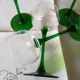 4 engraved Alsace wine glasses green feet