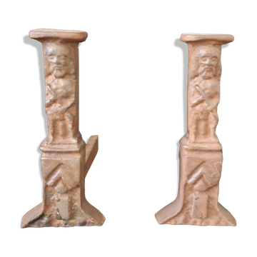 Pair of Cast Iron Andirons, Late 15th Century, Haute Epoque