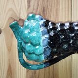 Vintage Vallauris jug in ceramic barbotine with grape decoration – 1950s