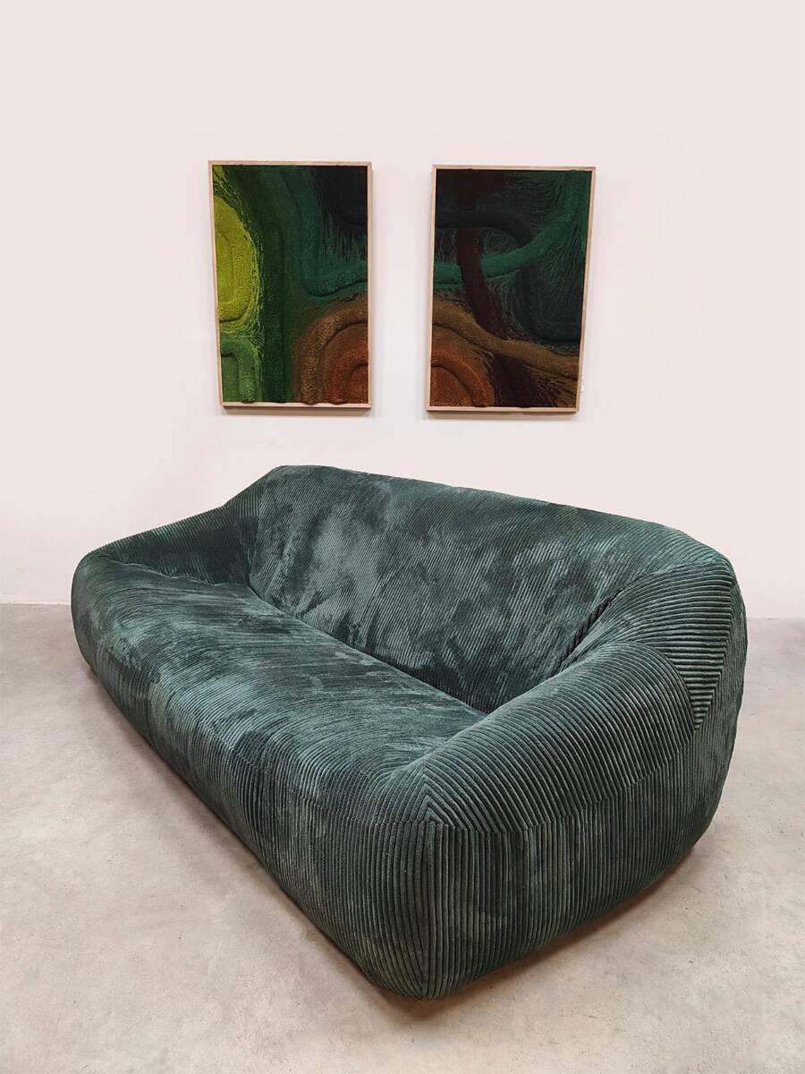 Vintage design corduroy lounge sofa 1970
