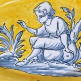 Pair of oval dishes in hand-painted faience with an Italian majolica spirit.