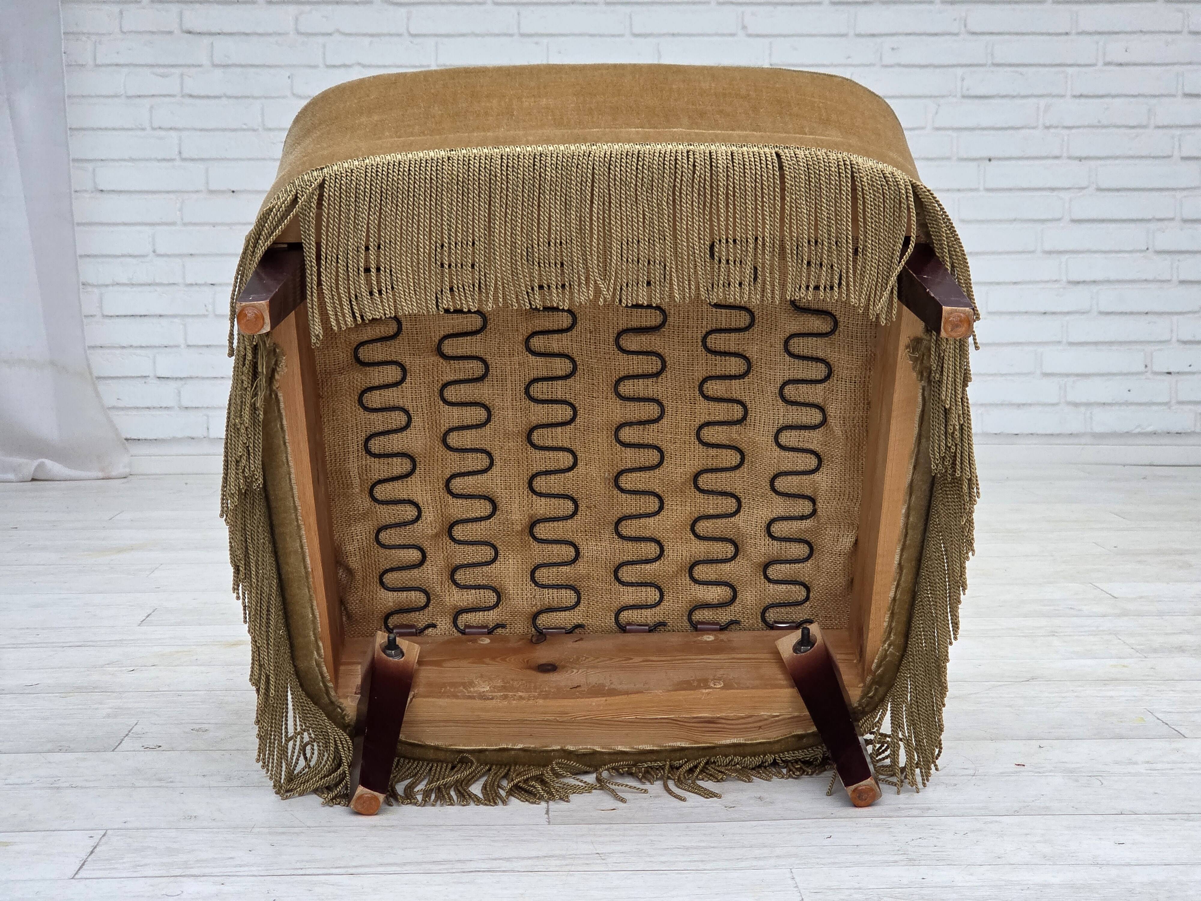 1970s, Danish highback armchair, light green furniture velour.