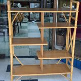 Large rattan standing shelf old