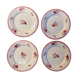 Plates Digoin Sarreguemines fleuries 19th century series Margaret pink flowers