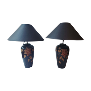 Paire de lampes en bois