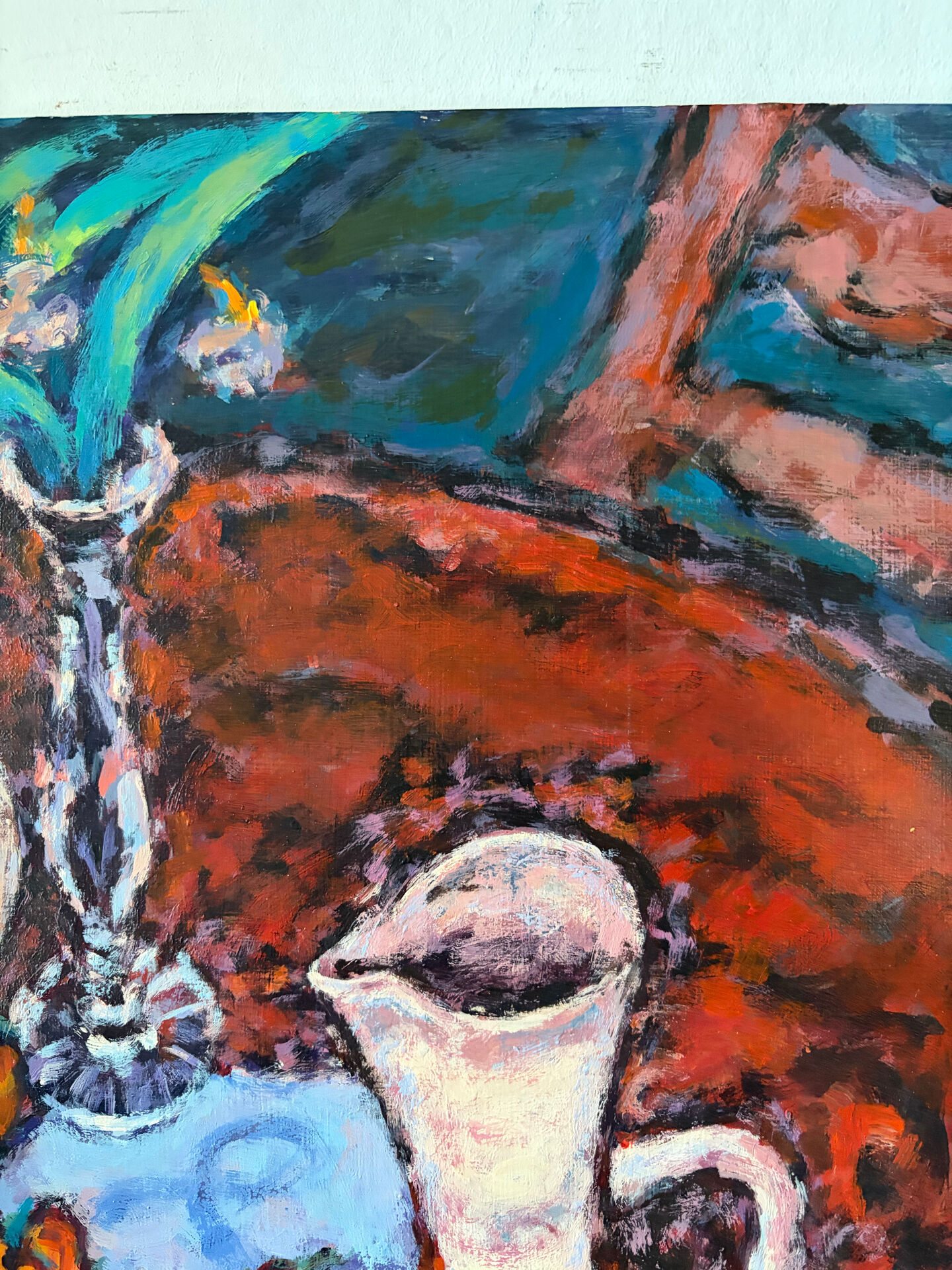Cherries and peaches, oil on panel signed H Chapeau