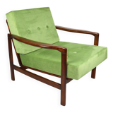 Brown vintage wooden armchair, pea green, design by Z. Bączyk - 2 pieces available