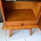 Compass foot bedside table in oak and opaline glass