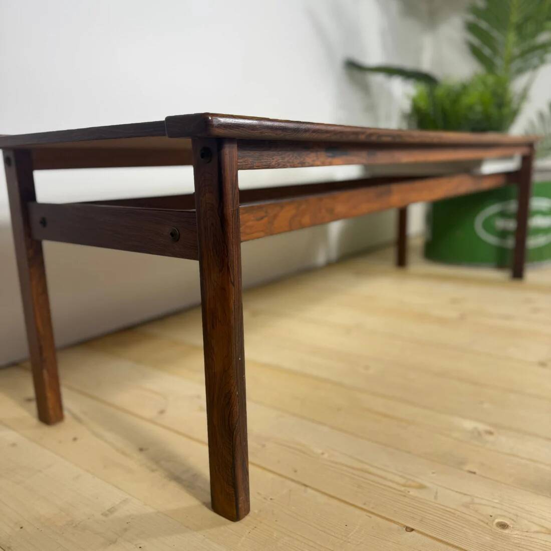 Mid-Century rosewood bench with plant stand – Scandinavian design
