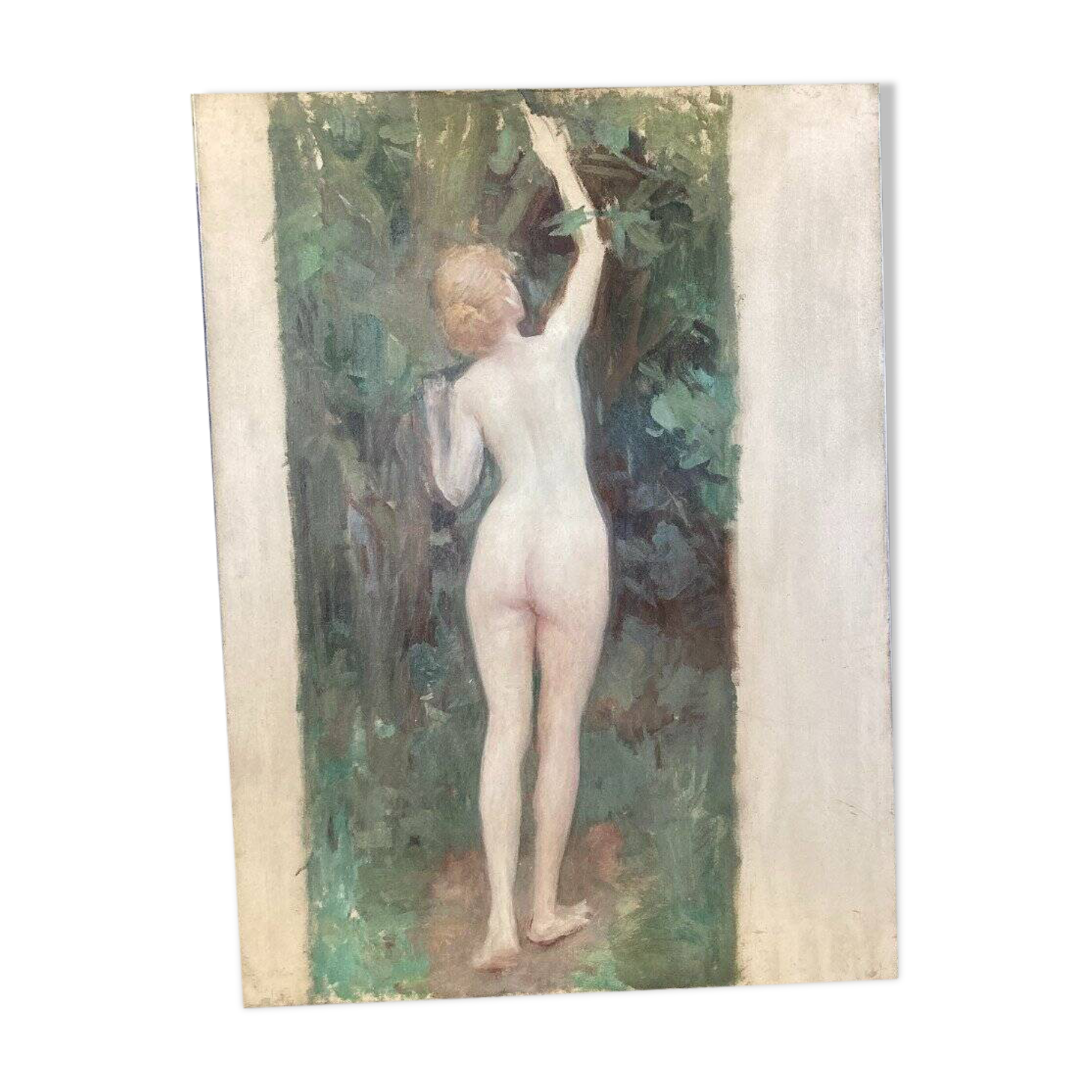 Grande étude de peinture à l'huile représentant un nu féminin vers 1900