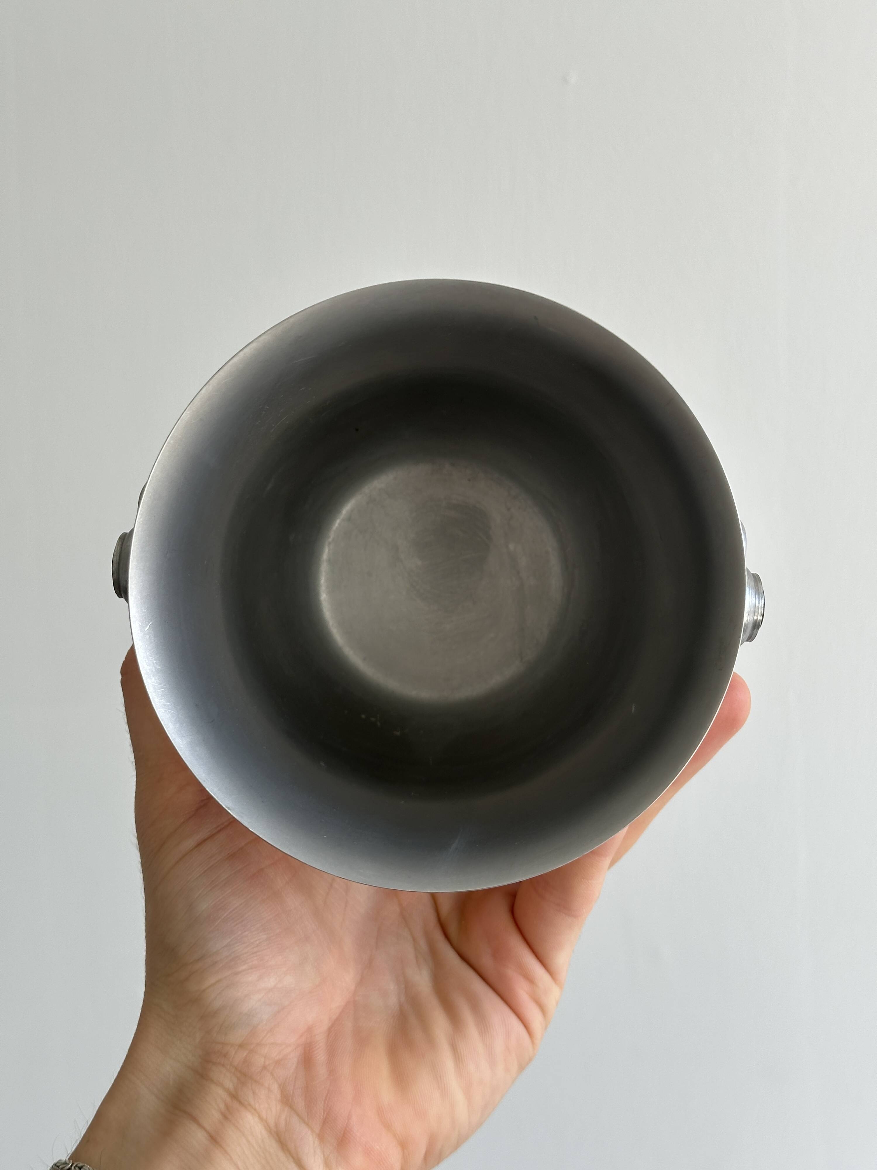 small matte silver metal ice bucket