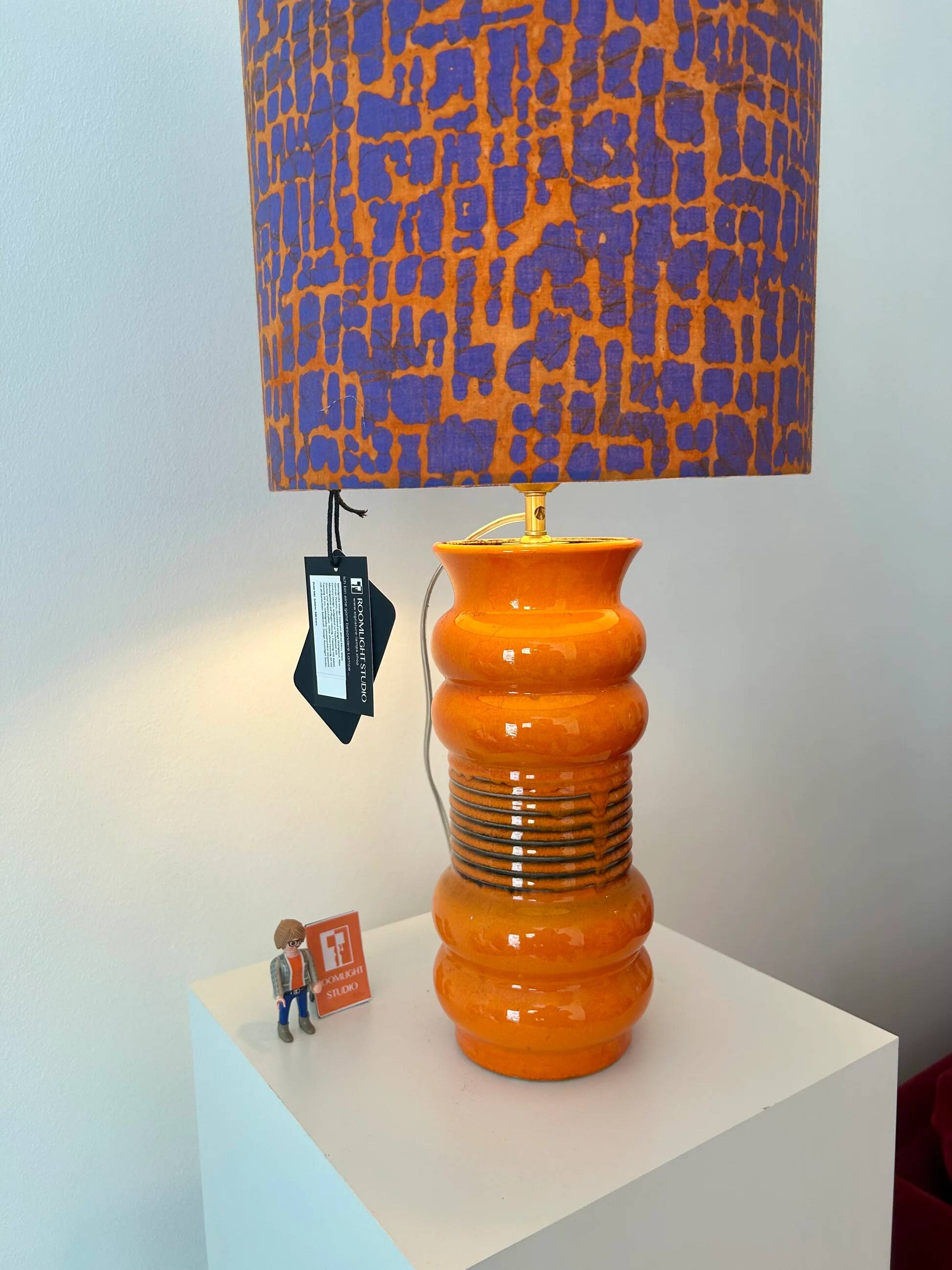 AK-Keramik: Lampe de table orange à partir d'un vase en céramique Mid Century