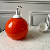 Hanging lamp ball in opaline orange 70s