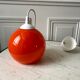 Hanging lamp ball in opaline orange 70s