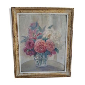 Peinture à l'huile bouquet de roses