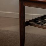 Vintage Rosewood Coffee Table Leather Magazine Shelf Topform Dutch MCM 1960