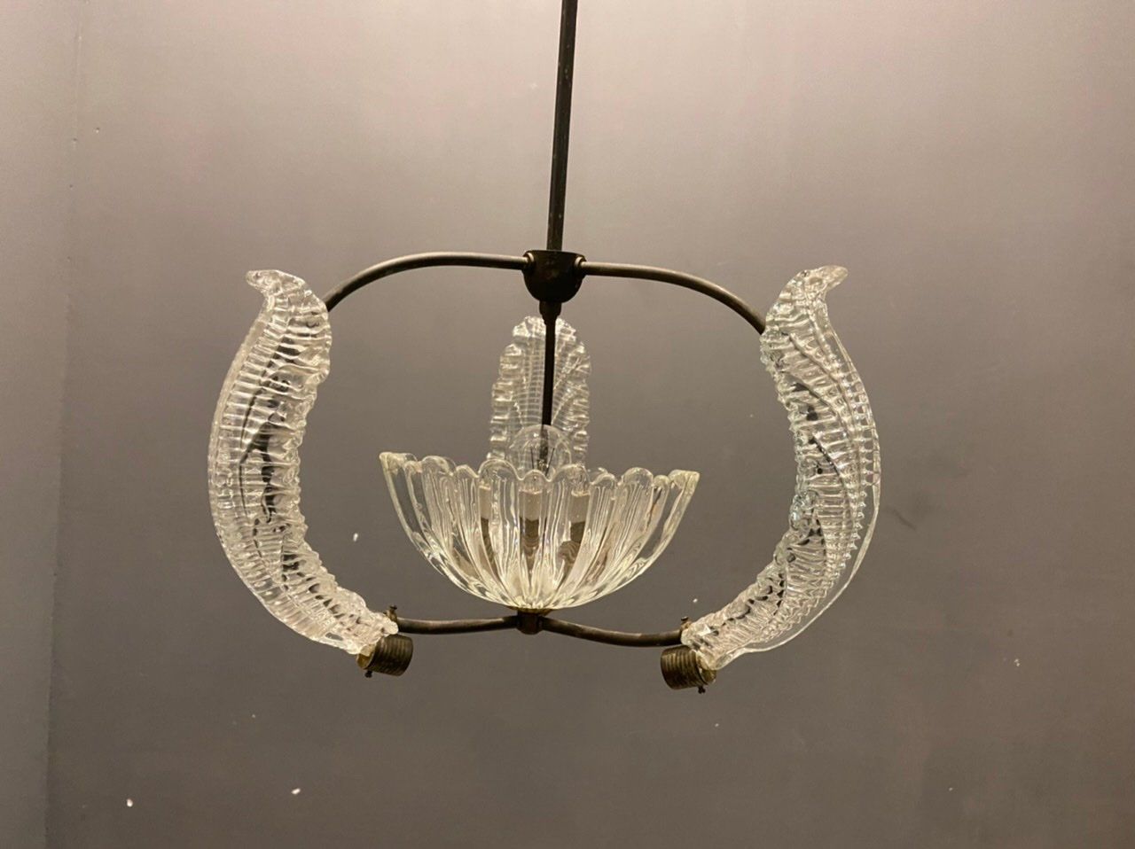 Italian Murano Glass Pendant Lamp by Ercole Barovier, 1940s