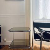 Metal and smoked glass side table, 1970