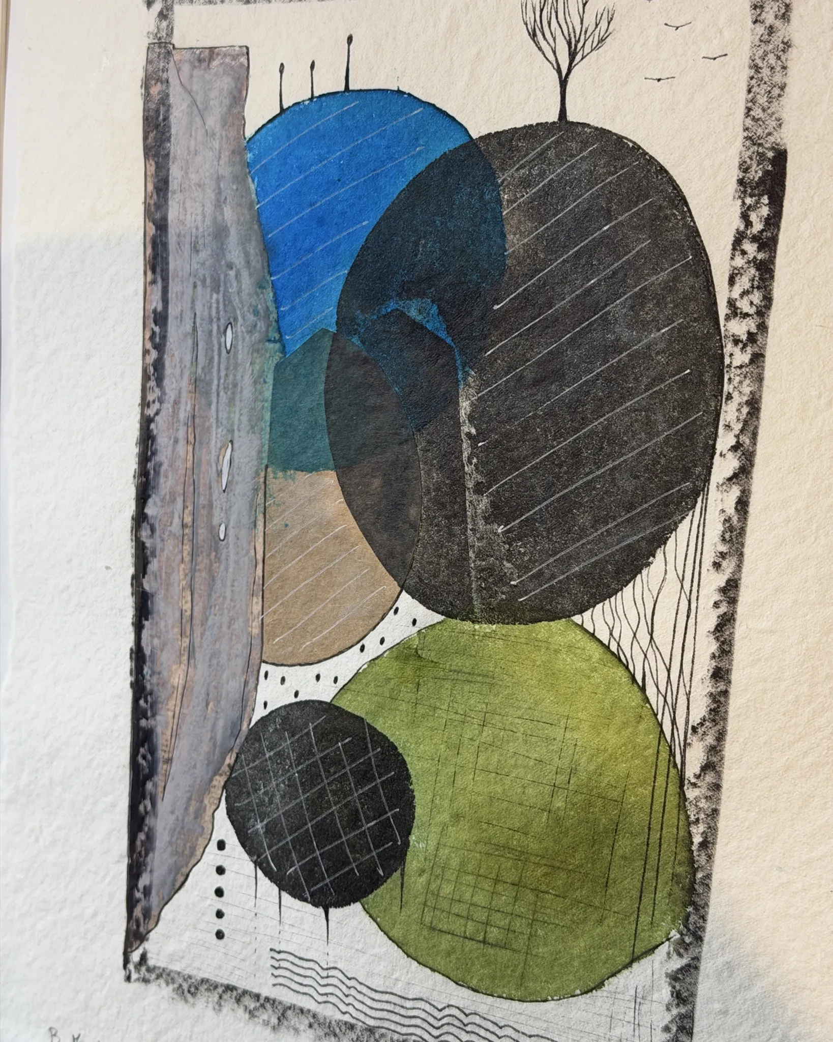 Dessin Abstrait Original Bertrand Mugabure