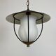 50s lantern pendant light, opaline and metal