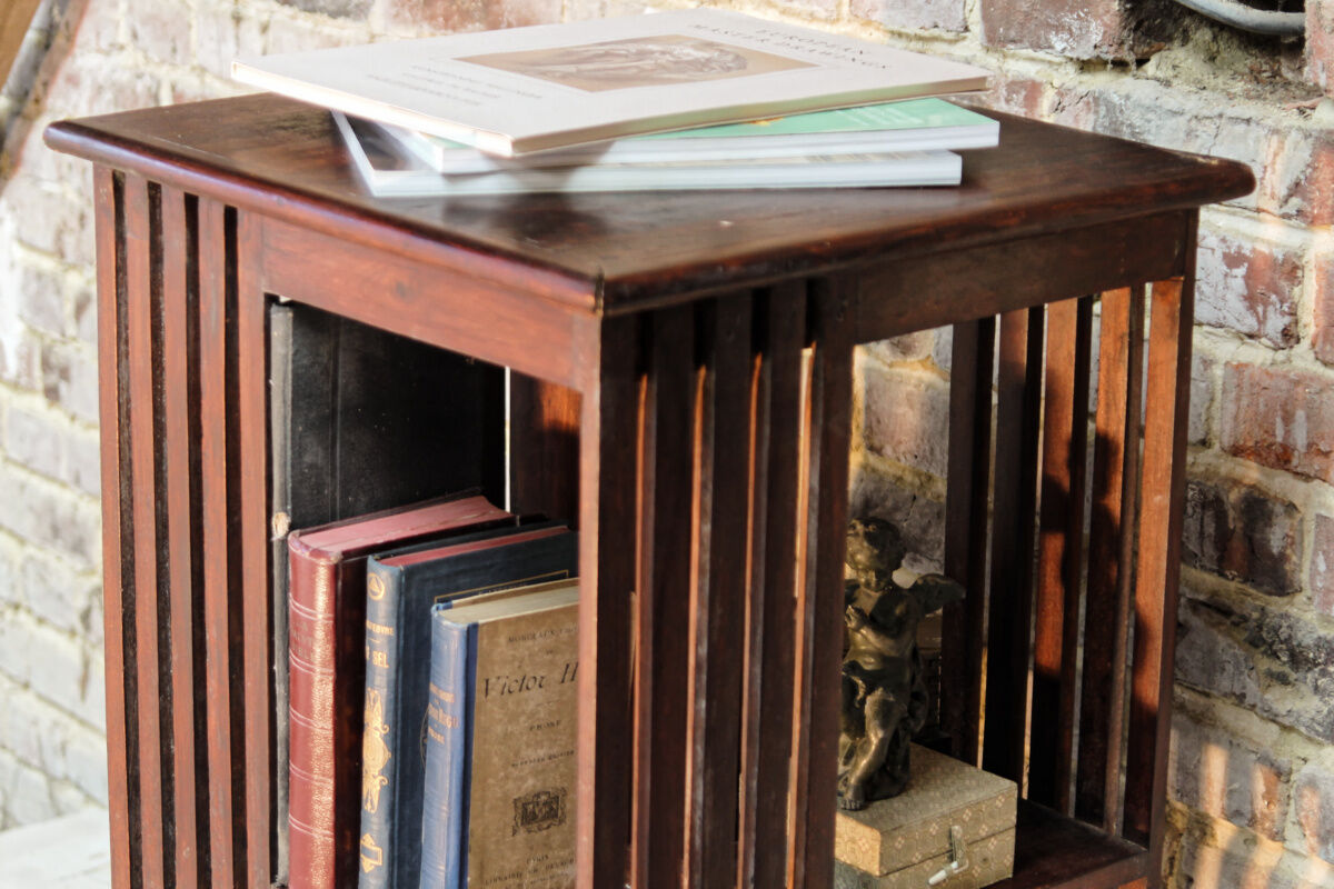 English mahogany revolving library