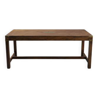 Large Antique Coffee Table – Country Style & Brass – 137cm