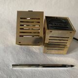 Old spot lamp, square, golden, to table, Aric cubes 70s