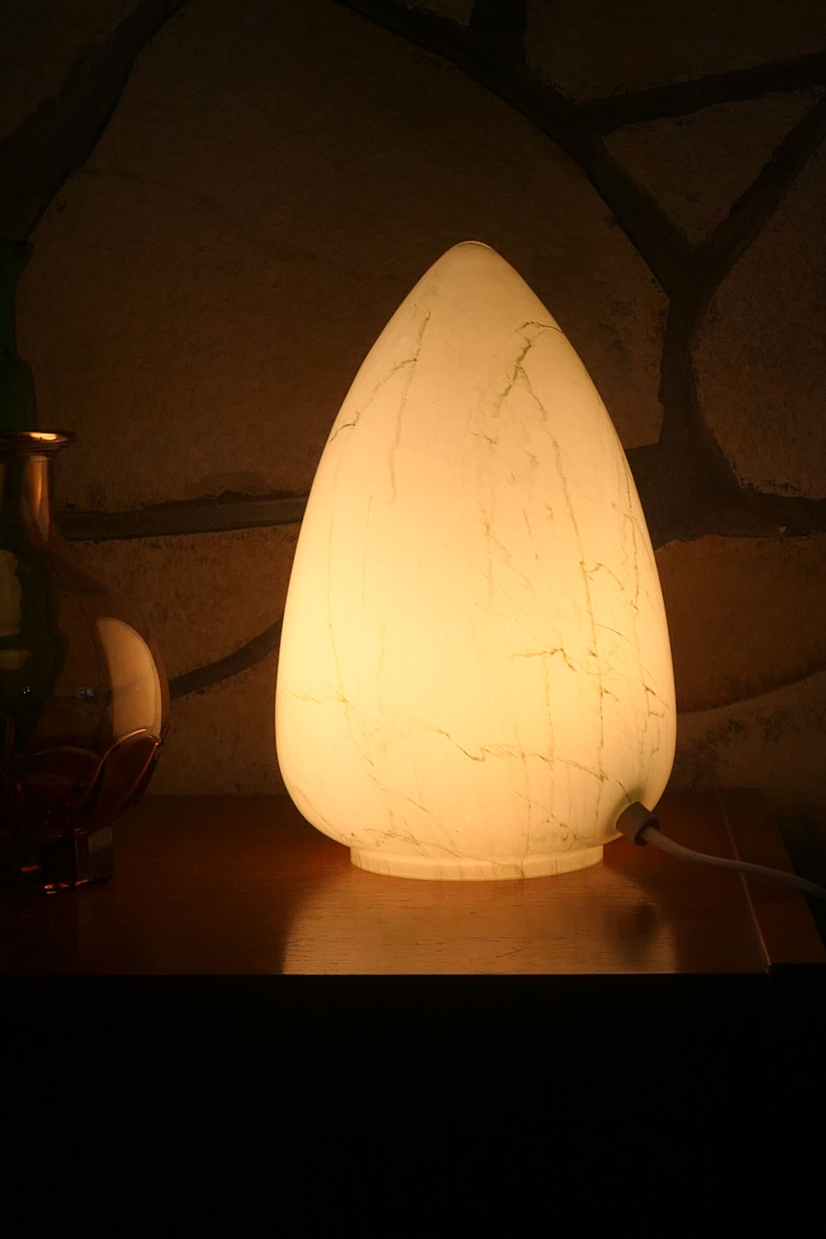 marbled opaline glass egg lamp 1970-80