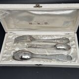 White metal children's cutlery set with little cat