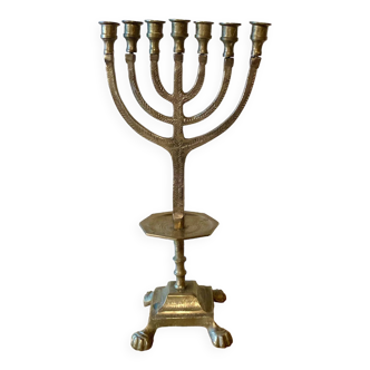 Grand chandelier hébreu - Ménorah en laiton - 47 cm - 1960