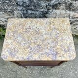 Louis XVI style bedside table in bronze, marble and ceramic