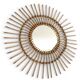 Mid Century Organic Modern Bamboo & Rattan Sunburst Patinated Mirror, 1960s